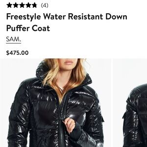 SAM. Shiny Black Water Resistant Puffer Jacket